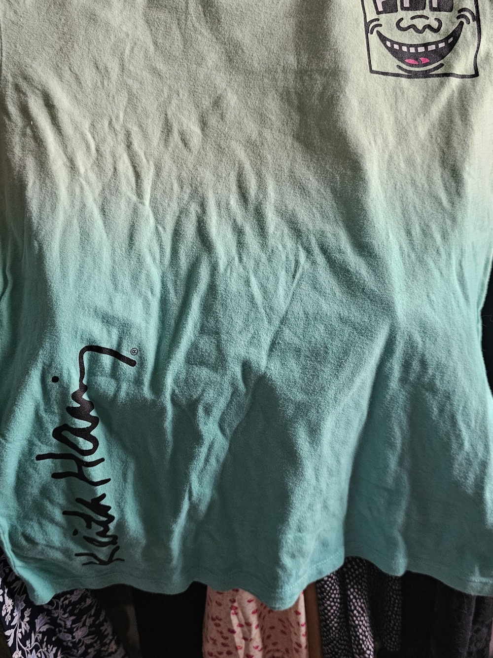 Light Aqua Ombre Short-Sleeve Tee with Signature Print